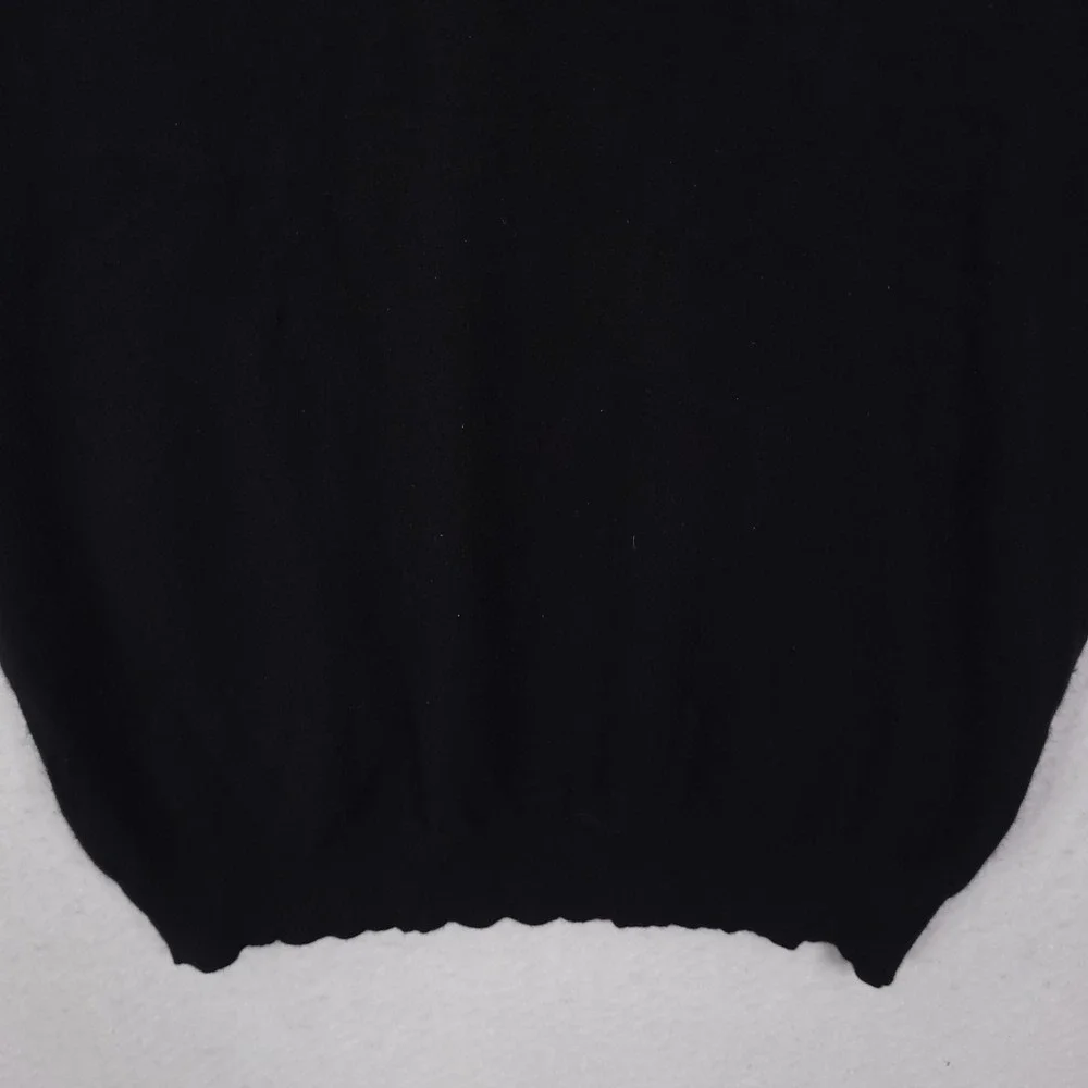 Impermeable Platinum Sweater Vest Mens L Black 2 Ply Cashmere V-Neck Luxury